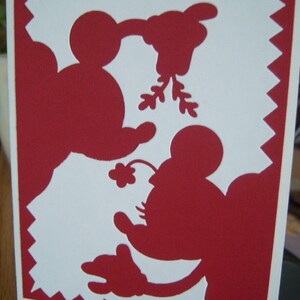 Maretak Mickey en Minnie Kerstkaart - Uw keuze van achtergrondkleur