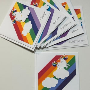 Lot de 6 cartes Licorne arc-en-ciel - Lot II