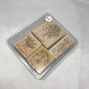 Envoyer une célébration - Ensemble d’tampons en caoutchouc - Doucement utilisé - Stampin Up - Monté en bois