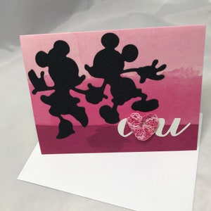 I Love You - Mickey und Minnie Handgemachte Karte - Ihre Farbwahl