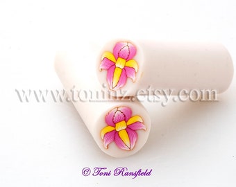 Pink Bearded Iris Flower Polymer Clay Cane, Raw Polymer Clay Cane, Nail Art