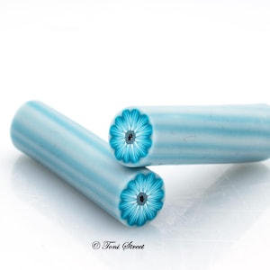 Teal Gerbera Flower Polymer Clay Cane, Raw Polymer Clay Cane, Nail Art