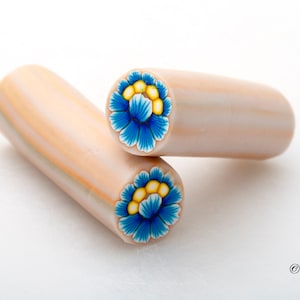 Shaded Blue Flower Polymer Clay Cane, Raw Polymer Clay Cane, Nail Art