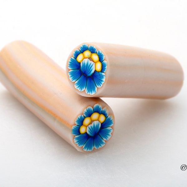 Shaded Blue Flower Polymer Clay Cane, Raw Polymer Clay Cane, Nail Art