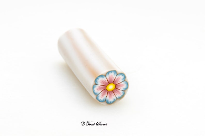 Blue and Pink Flower Polymer Clay Cane, Raw Polymer Clay Cane, Nail Art image 2