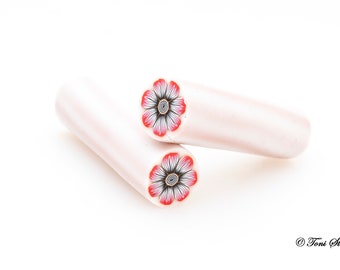 Black and Red Flower Polymer Clay Cane, Raw Polymer Clay Cane, Nail Art