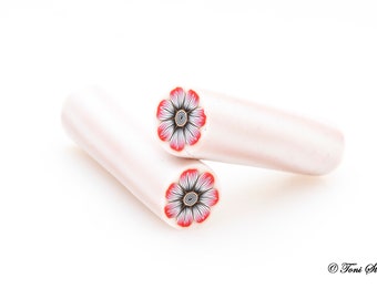 Red Flower Polymer Clay Cane: Unbaked Nail Art Supply