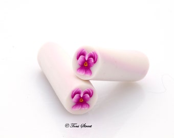 Pink Pansy Polymer Clay Cane, Nail Art, Raw, Nail Art