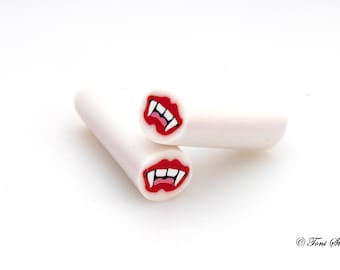 Vampire Teeth Polymer Clay Cane, Nail Art, Raw Polymer Clay Cane