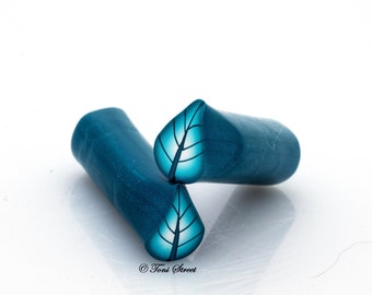 Teal Leaf Polymer Clay Cane, Raw Polymer Clay Cane, Nail Art