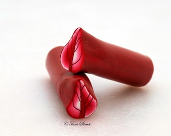 Poinsettia Petals, Shaded Red Leaf Polymer Clay Cane, Raw Polymer Clay Cane,Nail Art