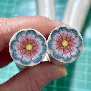 Blue and Pink Flower Polymer Clay Cane, Raw Polymer Clay Cane, Nail Art image 3