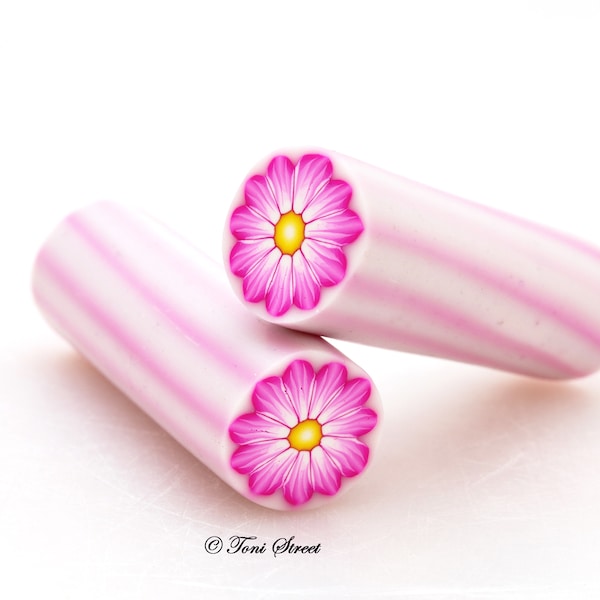 Roze Gerbera bloem polymeerkleiriet, ruwe polymeerkleiriet, nagelkunst