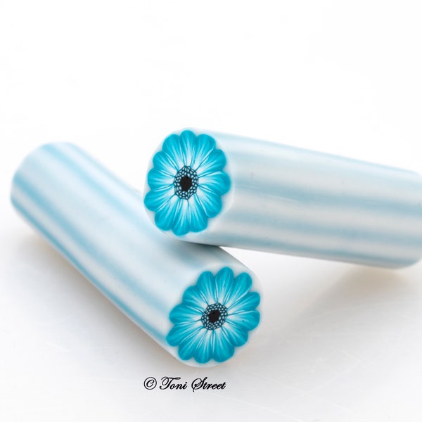 Teal Gerbera Flower Polymeer Klei Riet, Ruwe Polymeer Klei Riet, Nail Art