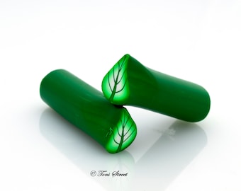 Green Leaf Polymer Clay Cane, Raw Polymer Clay Green Leaf Cane, Nail Art