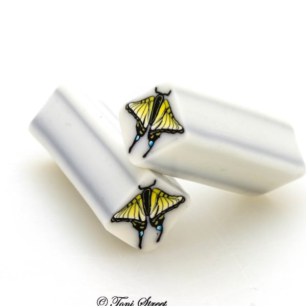 Gele Swallowtail Butterfly Polymer Clay Cane, Raw, Nail Art