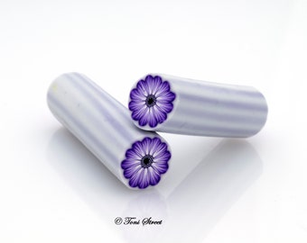 Purple Gerbera Flower Polymer Clay Cane, Polymer Clay Raw Cane,Nail Art