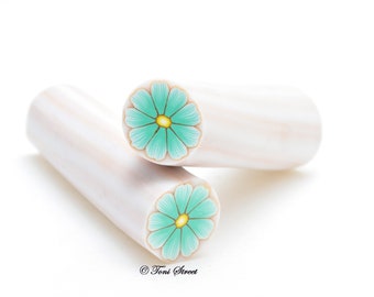 Mint Green Flower Polymer Clay Cane, Raw Polymer Clay Cane, Nail Art