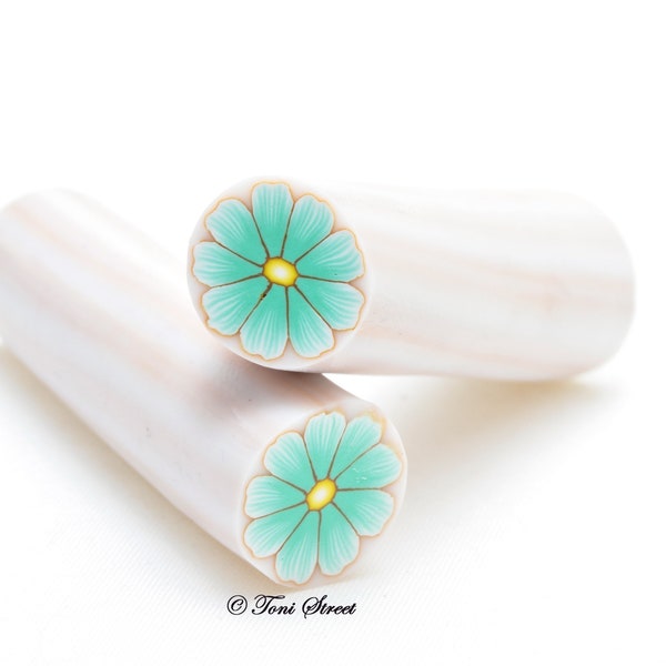 Mint Green Flower Polymer Clay Cane, Raw Polymer Clay Cane, Nail Art