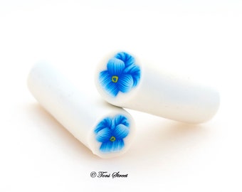 Blue Pansy Polymer Clay Cane, Nail Art, Raw