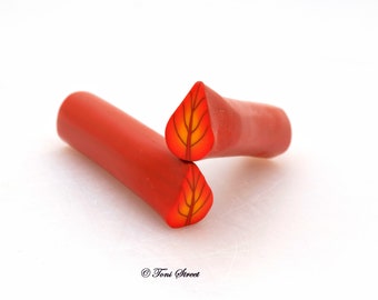 Red and Orange Leaf Polymer Clay Cane,Raw Polymer Clay Canes