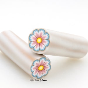 Blue and Pink Flower Polymer Clay Cane, Raw Polymer Clay Cane, Nail Art image 1