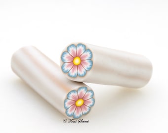 Blue and Pink Flower Polymer Clay Cane, Raw Polymer Clay Cane, Nail Art