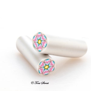 Turkos och rosa hjärtblomma polymerlera: Nagelkonst