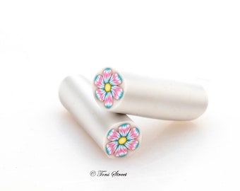 Turquoise and Pink Heart Flower Polymer Clay Cane,Raw polymer Clay Cane,Nail Art