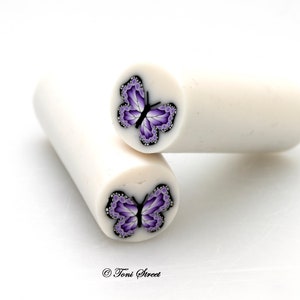 Purple Butterfly Polymer Clay Cane, Raw, Nail Art