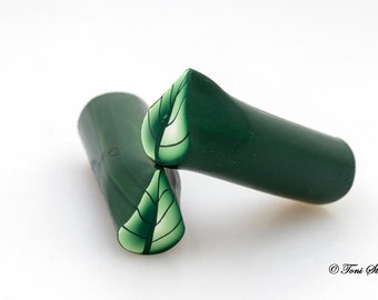 Shaded Christmas Green Leaf Polymer Clay Cane, Raw Polymer Clay Cane, Nail Art