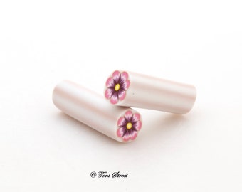 Pink and Purple Flower Polymer Clay Cane, Raw, Nail Art