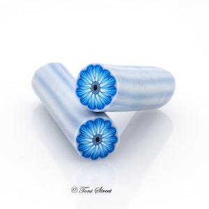 Blue Gerbera Flower Polymer Clay Cane, Raw Polymer Clay Cane, Nail Art