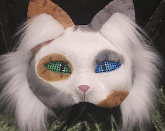 Various kitty cats, Grey & white, Pink punk, Lynx and Calico cat. Gifts for cosplay Face masks for therian animal spirit play