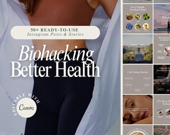 Biohacking Instagram Templates | Wellness Coach Canva Posts (Editable)