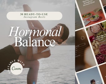 Hormonal Health Instagram Reels Templates | 30 Editable Canva Designs for Wellness & Health Coaches