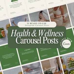 Gezondheid en welzijn Instagram-carrouselposts Sjablonen, Canva-sjablonen, Social Media Design, bewerkbare Instagram-berichten, Wellness Instagram