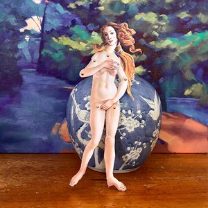 Boneca de papel de Vênus, boneca de papel do nascimento de Vênus, decoração de Vênus de Botticelli, boneca de Vênus, cartão de scrapbooking da deusa, arte da Galeria Uffizi em Florença