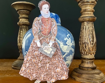 Bambola di carta della regina Elisabetta I: decorazione per scrapbooking in stile Tudor (stampabile e scaricabile)