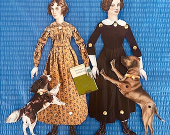 Bronte Sisters Papierfigur Hund: Emily & Anne (druckbare Datei)