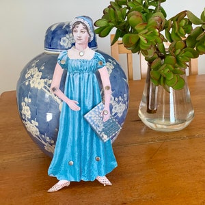 Poupée en papier Jane Austen, Orgueils et préjugés, figurine d'art Régence, scrapbooking féministe, carte Jane Austen, cadeau janéite, cadeau Jane Austen