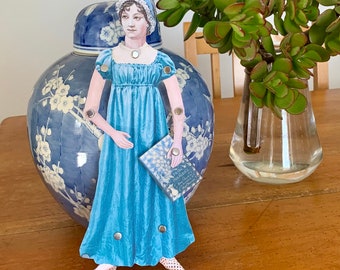 Jane Austen Paper Doll, Pride and Prejudice, Regency Art Figure, Feminist Scrapbooking, Jane Austen Card, Janeite Gift, Jane Austen Gift