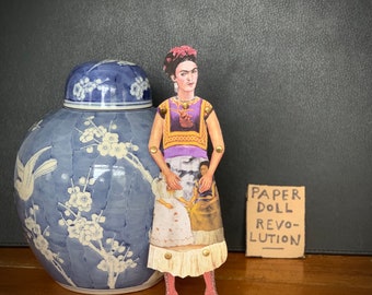 Frida Paperdoll, Printable, Kahlo Paper Doll, Art Scrapbooking, Feminist Card, Frida Gift Decoration, Articulated Art Puppet, Artist Gift