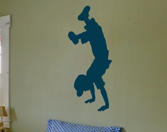 BOY doing HANDSTAND Vinyl Decal, High Quality Detailed Wall Vinyl Silhouette, Wall Decal 38