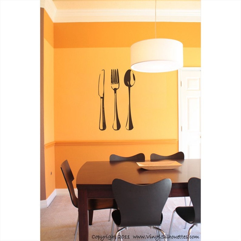 KNIFE, FORK, & SPOON Vinyl Decals, Utensils Wall Sticker many Sizes 36