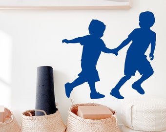 Boys Running Vinyl Decal, High Quality Detailed Wall Vinyl Silhouette, Wall Decal 2