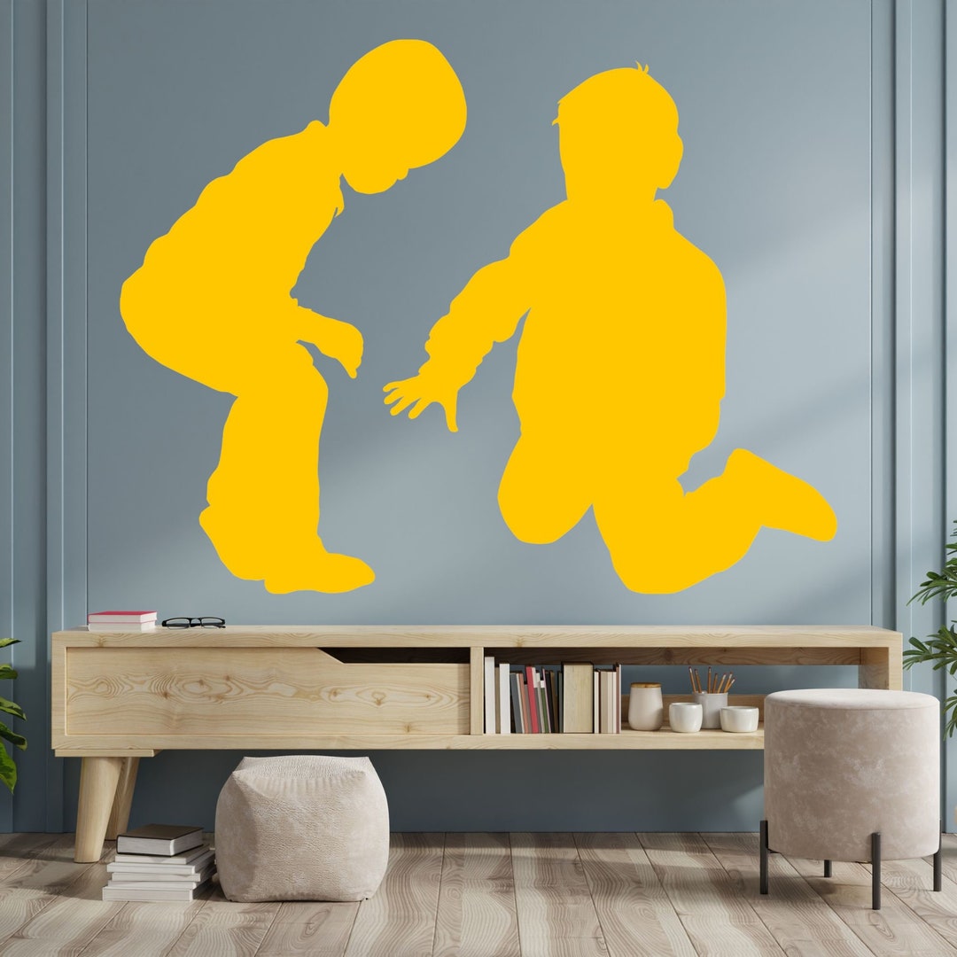 BOYS PLAYING Vinyl Decal, High Quality Detailed Wall Vinyl Silhouette ...