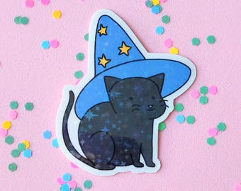 Pegatina del pequeño gato mago