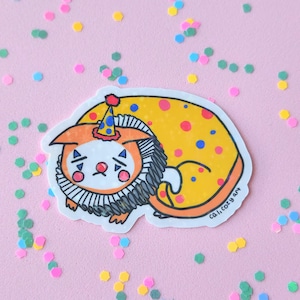 Pegatina de gato payaso triste