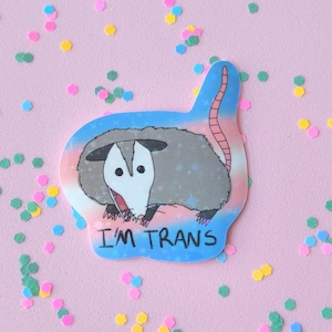 Adesivo de gambá trans gritando